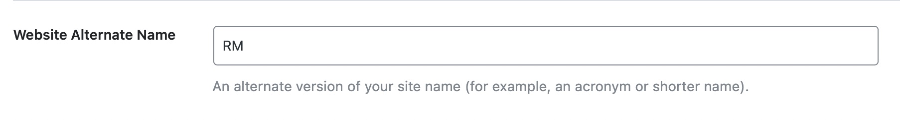 Website Alternate Name