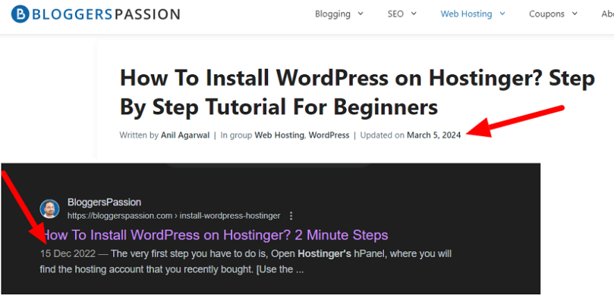 google wrong publish date bug - after core update october 2023