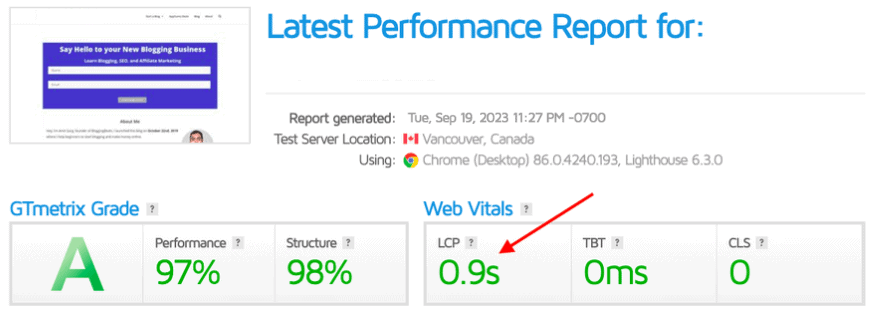 bluehost gtmetrix performance