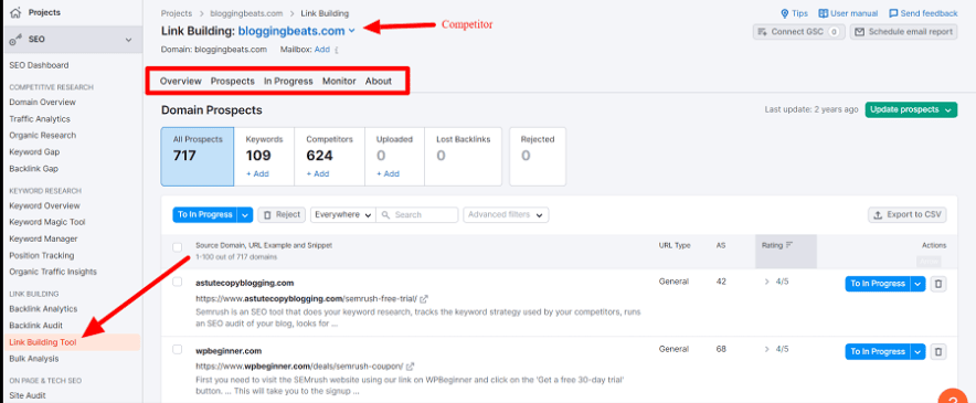 Semrush Link Building Tool Semrush Link Building
