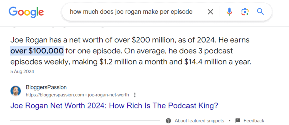 featured snippet example featured snippet example