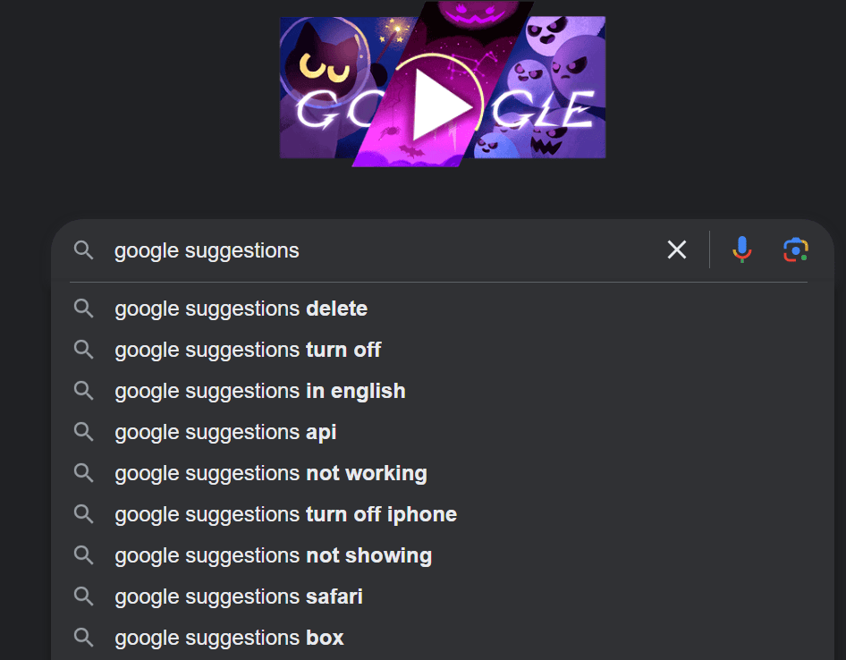 google suggestions example google suggestions example